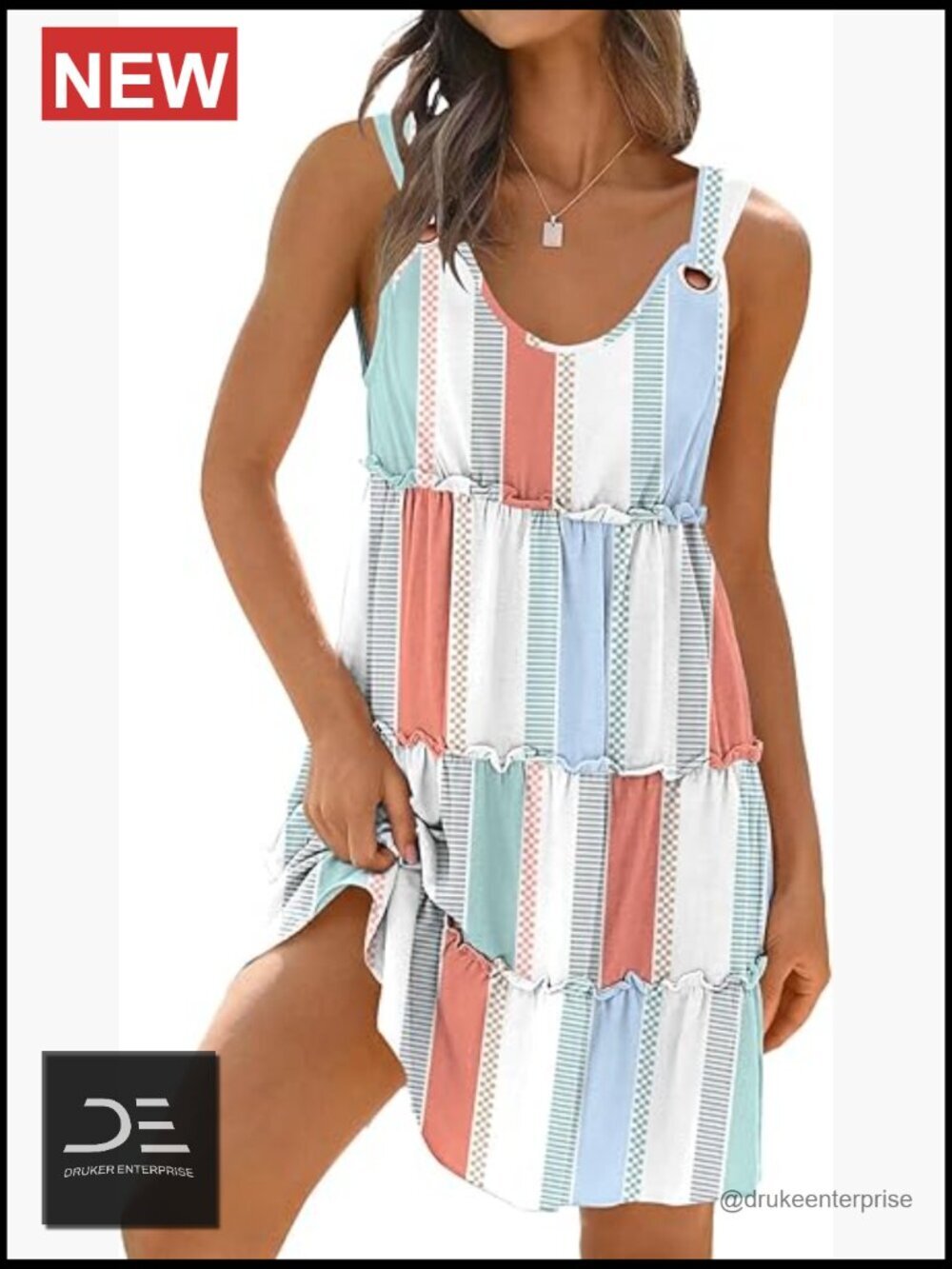 Sundress Vacation Sleeveless Beach Swimsuit Cover Up Swing Dress